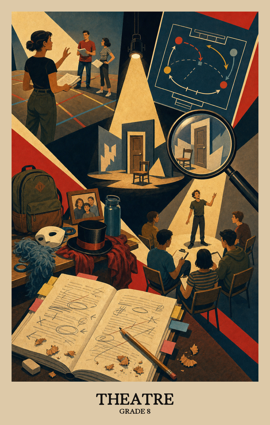 Illustration of what students learn in Grade 8 Arts: Theatre