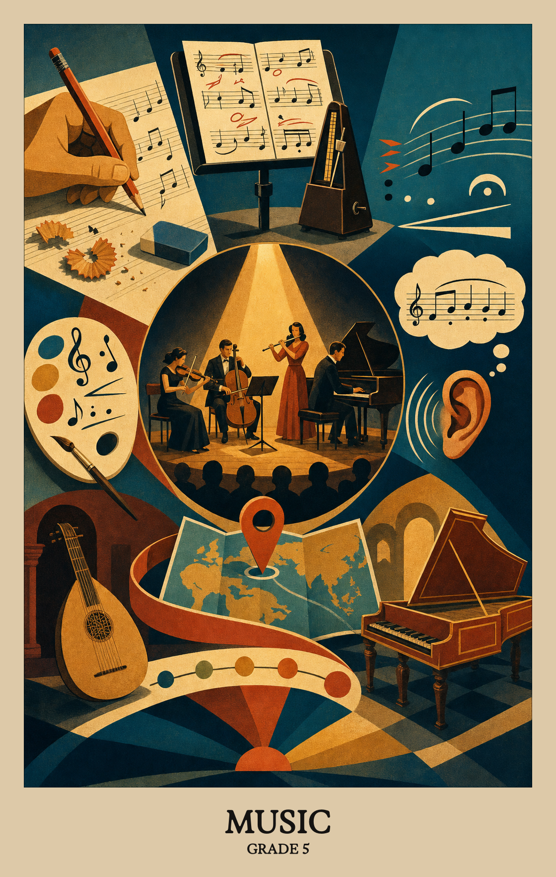 Illustration of what students learn in Grade 5 Arts: Music