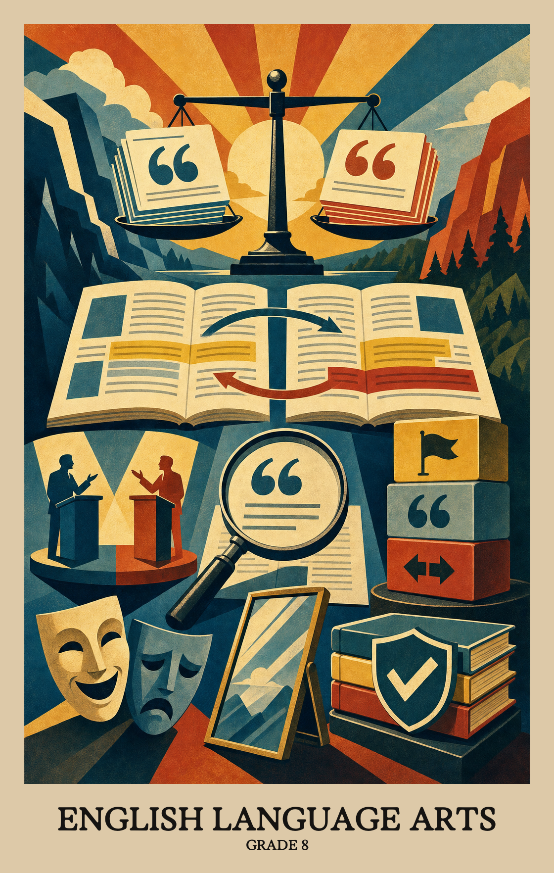 Illustration of what students learn in Grade 8 English Language Arts